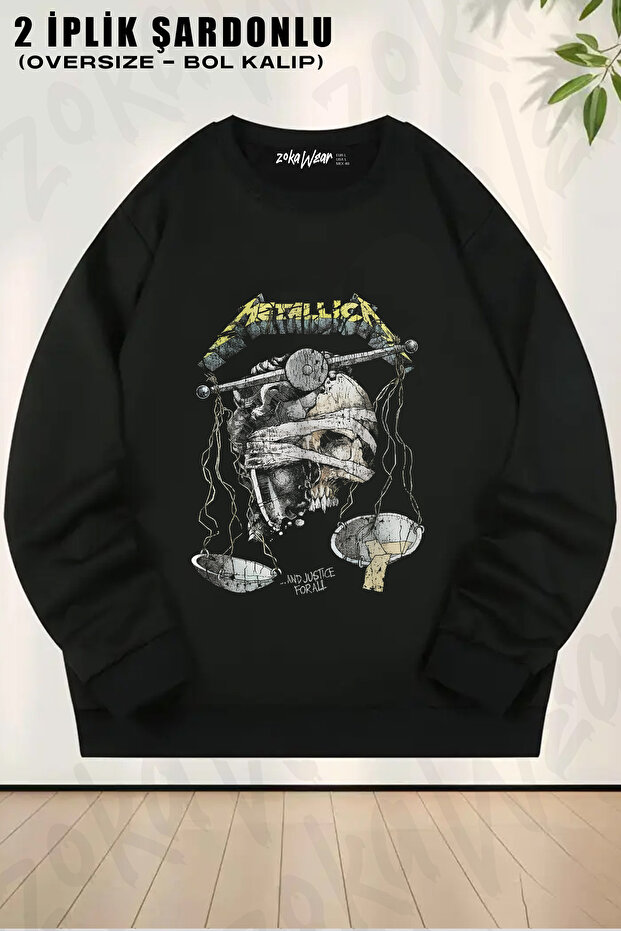 Metallica and Justice for All Rock Metal Music Printed Crew Neck Sweatshirt
