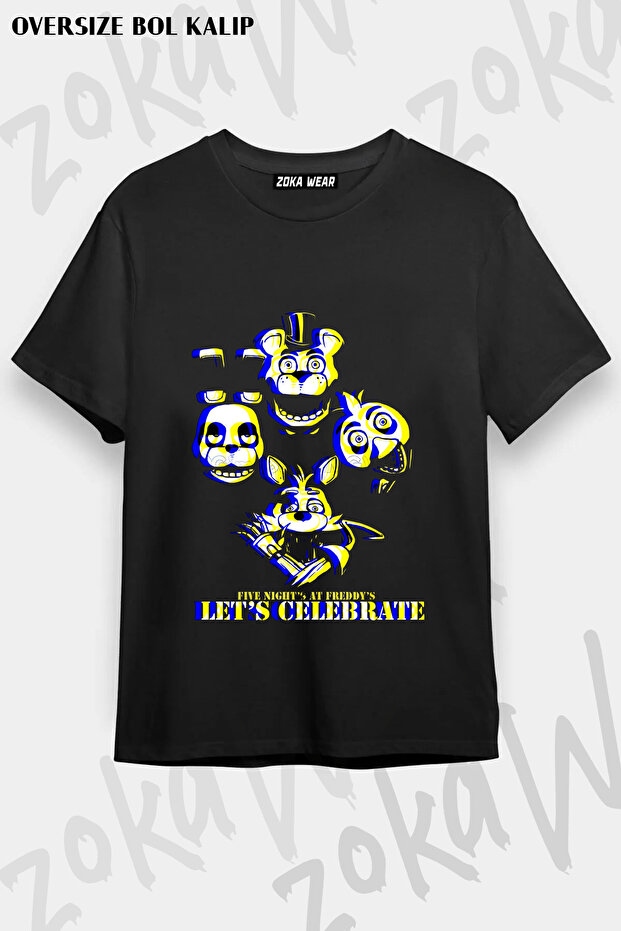 Five Nights at Freddy's 5Naf Fnaf Let's Celebrate Printed T-Shirt