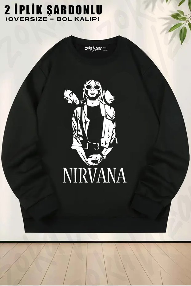 Nirvana Unise Printed Crew Neck Sweatshirt