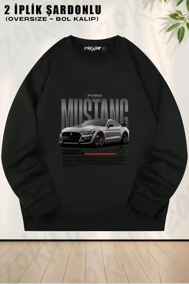 Ford Mustang Gray Printed Crew Neck Sweatshirt