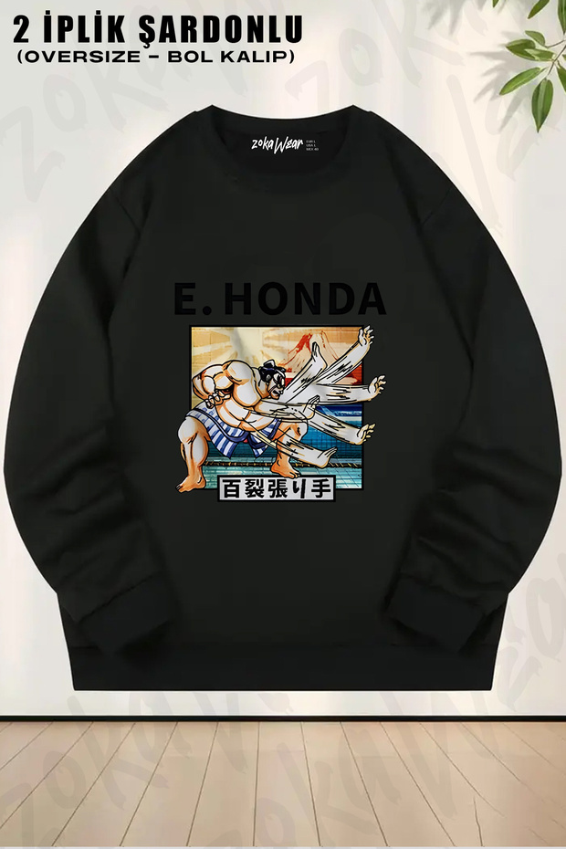 Honda Game Street Fighter Printed Crew Neck Sweatshirt