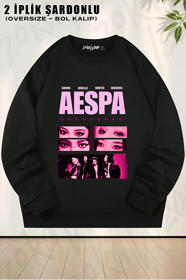 Aespa Synk Edition Printed Crew Neck Sweatshirt