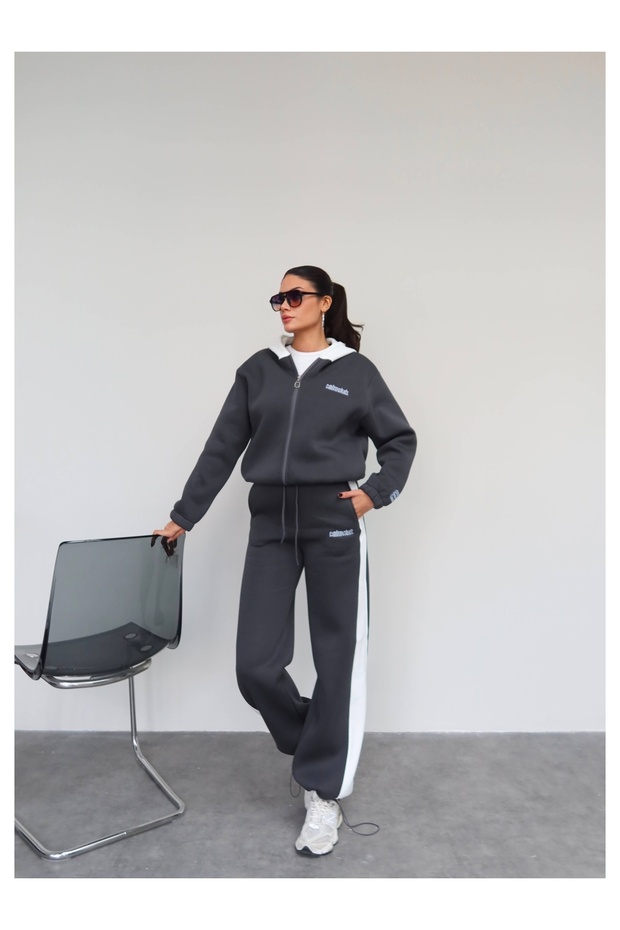 Double Color Hooded Tracksuit Set