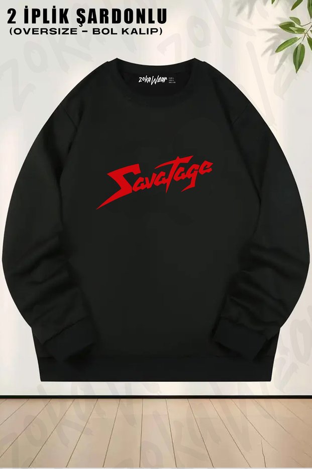 Logo Metal Savatage Printed Crew Neck Sweatshirt