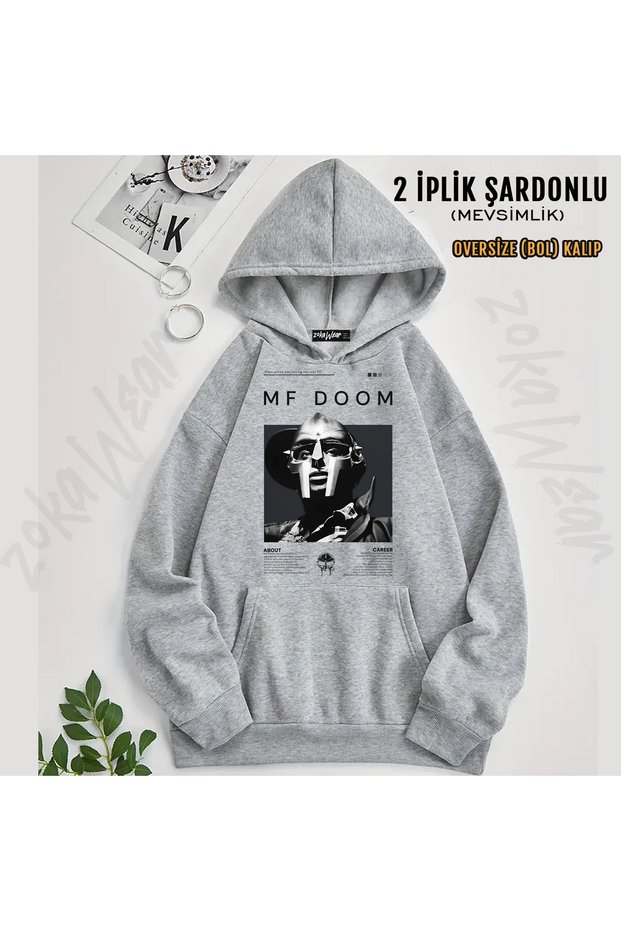 Mf Doom Designed Printed Hooded Sweatshirt