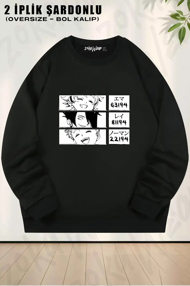 The Promised Neverland Emma Ray Norman Manga Printed Crew Neck Sweatshirt