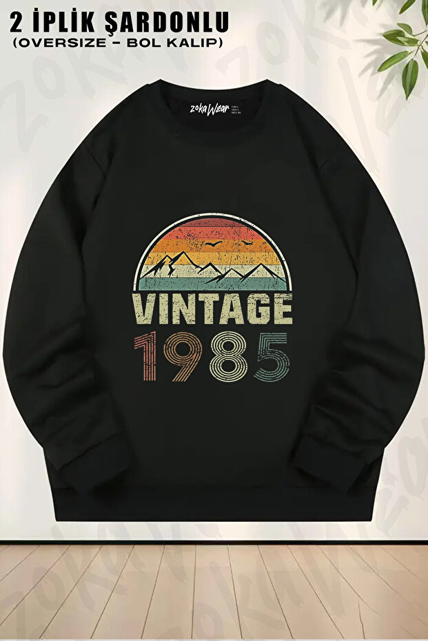 Vintage 1985 Vintage Printed Crew Neck Sweatshirt