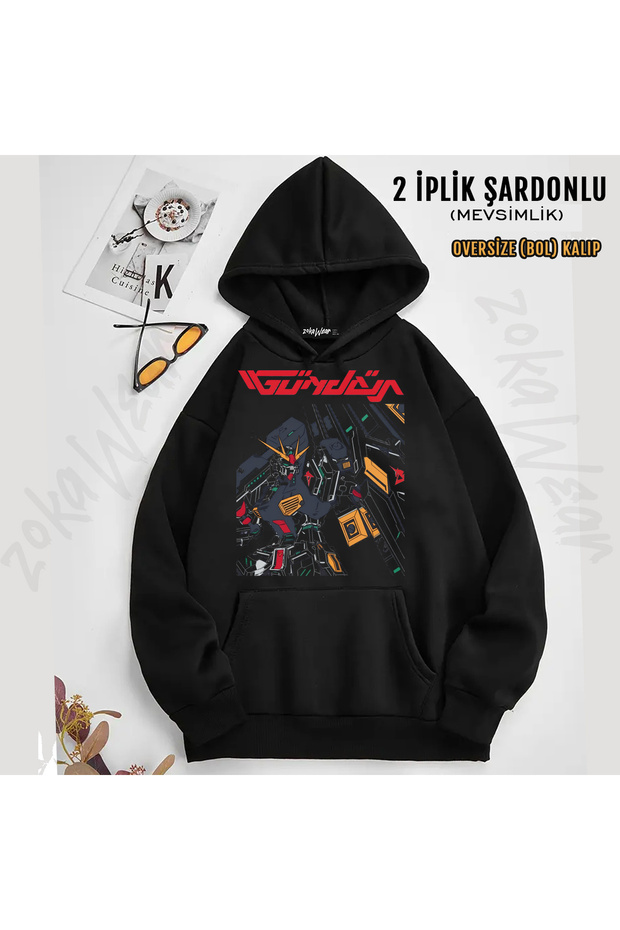 Gundam Oversize Printed Hooded Sweatshirt