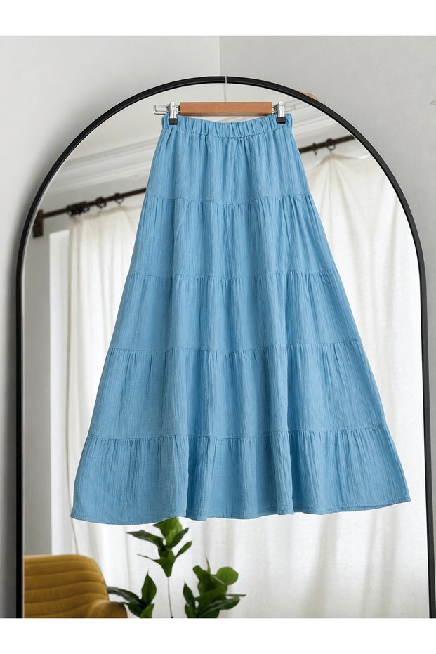 Muslin Flared Skirt - 4801 - Baby Blue