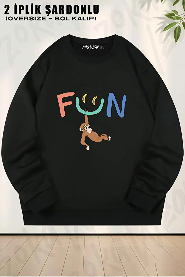 Cute Monkey Fun Printed Crew Neck Sweatshirt