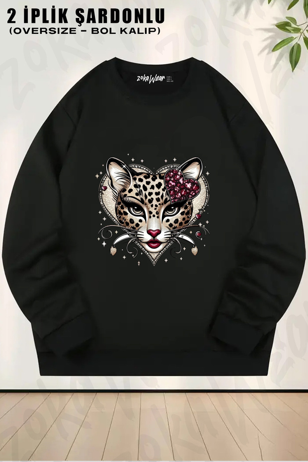 Y2K Vintage Leopard Printed Crew Neck Sweatshirt
