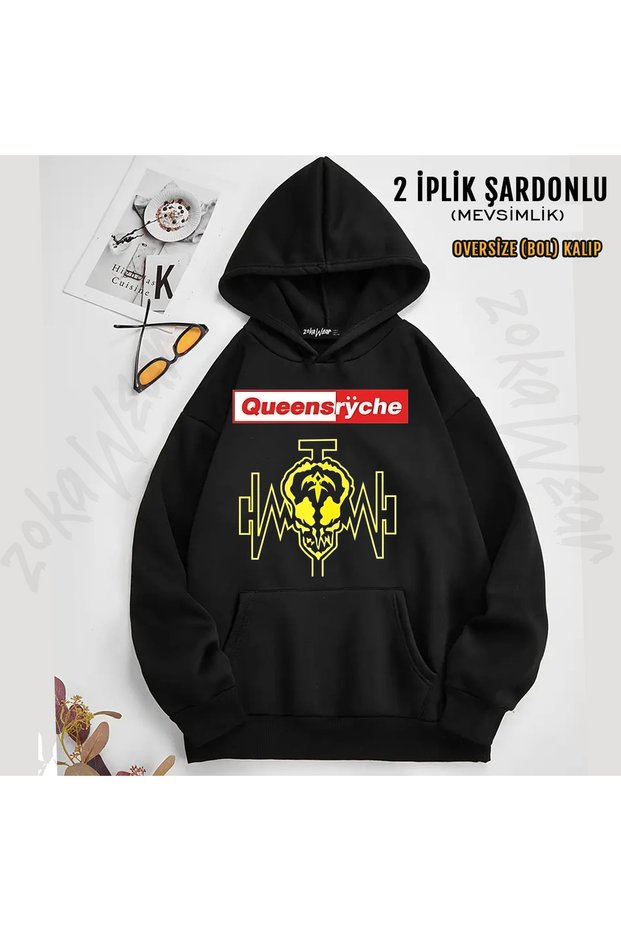 Queensryche Dk03 Queensryche Rock Heavy Printed Hooded Sweatshirt