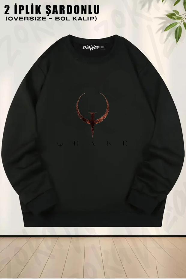 Quake Printed Crew Neck Sweatshirt