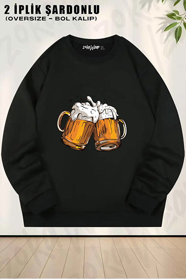 Bira Oversize Unisex Printed Crew Neck Sweatshirt