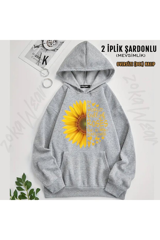 Sunflower Printed Hooded Sweatshirt