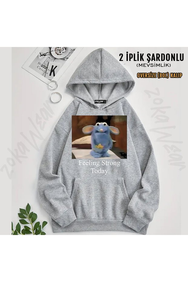 Tutter Duygu Guclu Bugun Anxious Tutter Printed Hooded Sweatshirt