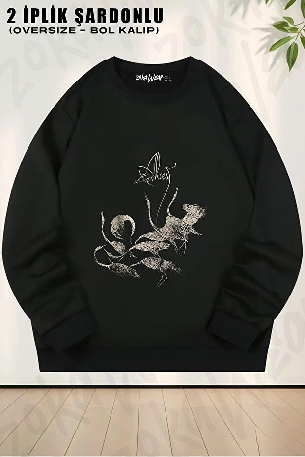 Egrets Metal Alcest Printed Crew Neck Sweatshirt