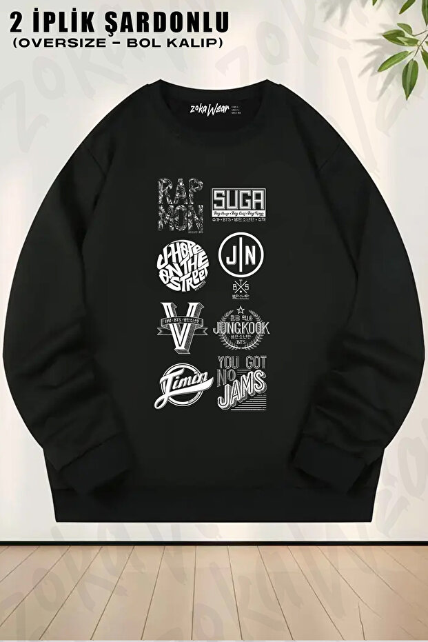 Bts - Signature Logo Printed Crew Neck Sweatshirt