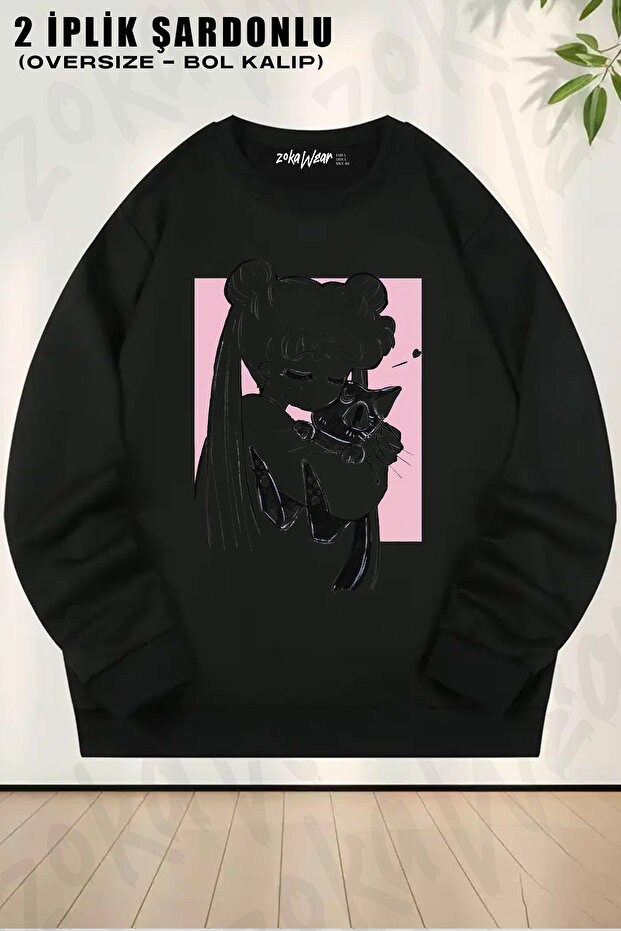 Sailor Moon Kawaii Printed Crew Neck Sweatshirt
