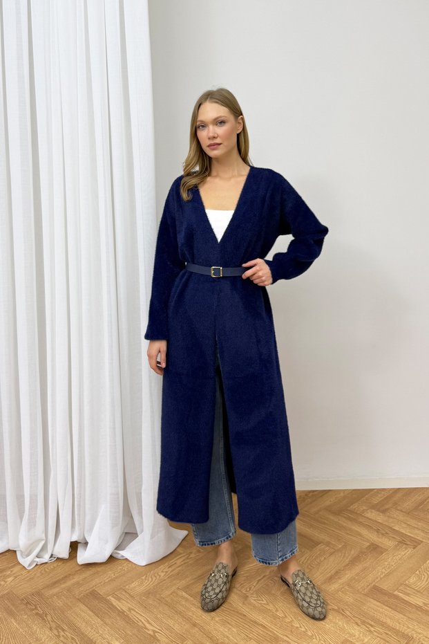 Belted Knitwear Long Cardigan 87-26130