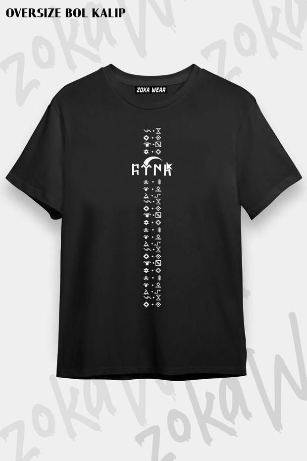 Turkey Turkish Script and Gokturk Alphabet Symbols Printed T-Shirt