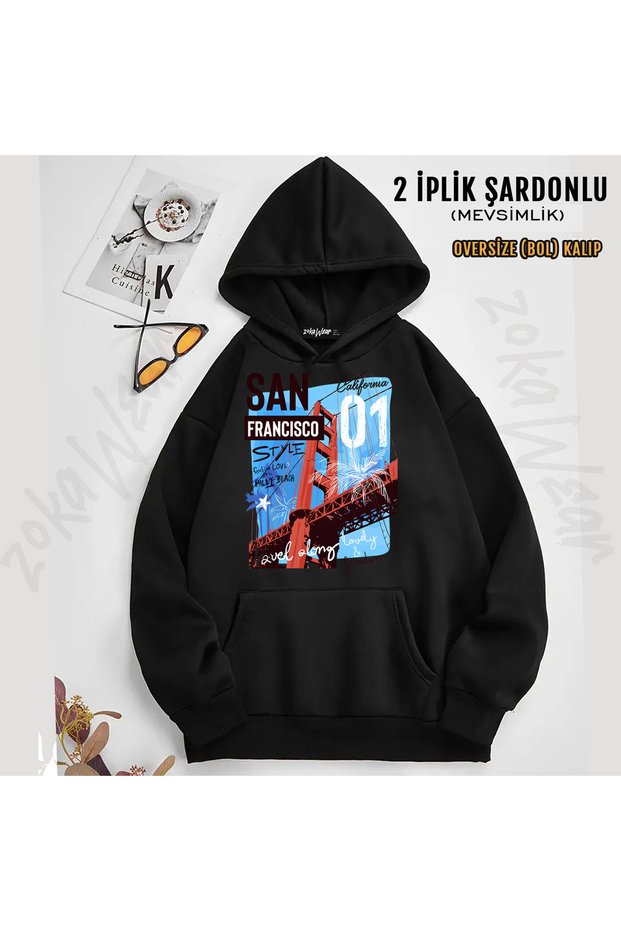 San Francisco California Printed Hooded Sweatshirt