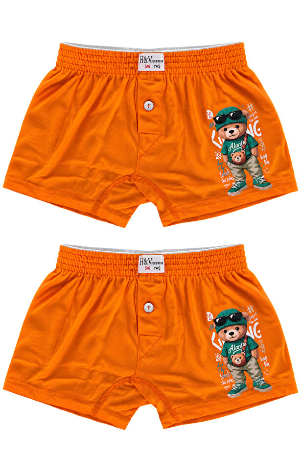 Towel Waist Children's Boxer 2-Pack Cotton - Cosmic Orange
