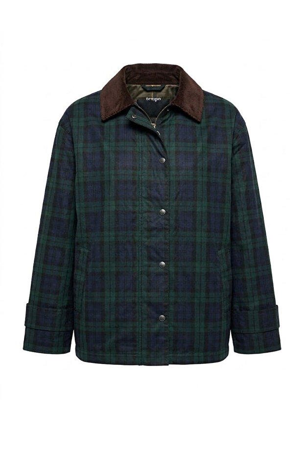 Velvet Collar Pocket Detail Jacket - Navy Blue Dark Blue
