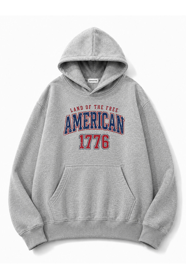 Land of Print Detailed Hooded 2 Thread Sweatshirt