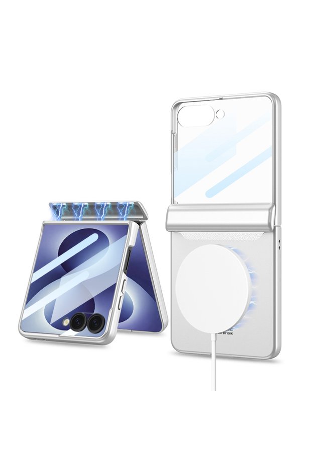 Galaxy Z Flip 8 Compatible Case Magsafe Supported Kipta Kpt-04 Hard Pc Cover - Silver - T43798