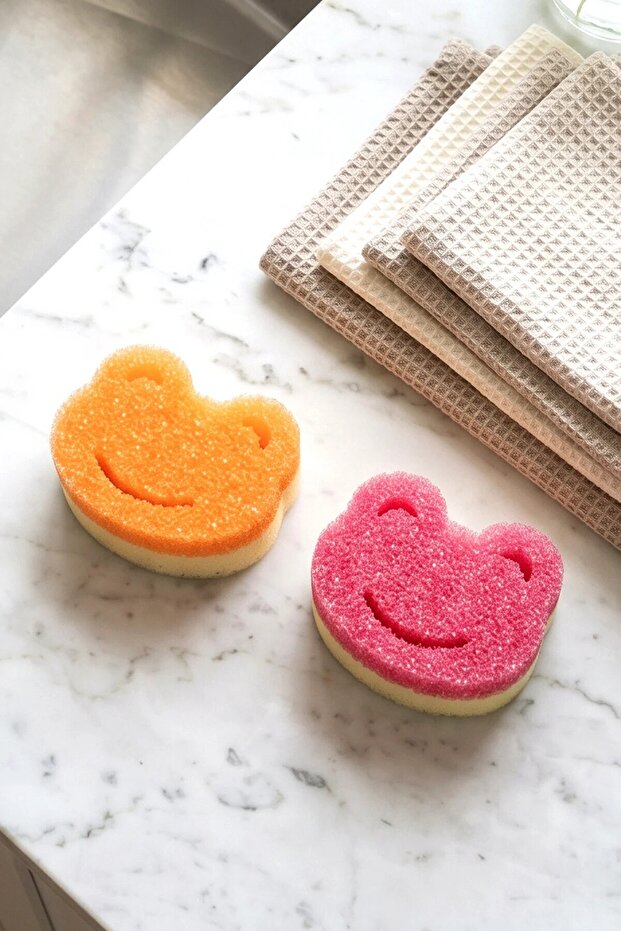 2-Pack Frog Shaped Stain and Tough Dirt Remover Dish Scrubbing Sponge