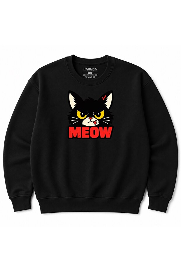 Grumpy Meow Angry Cat Graphic Sweatshirt