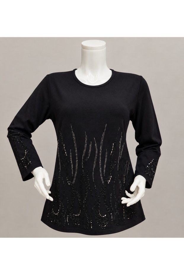 Women's Long Sleeve Luxury Stone Embellished Plus Size Clover Mother Blouse (New Season)