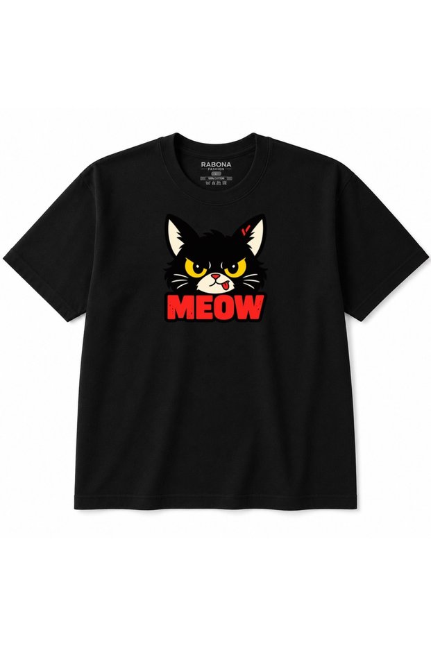 Grumpy Meow Angry Cat Graphic T-Shirt