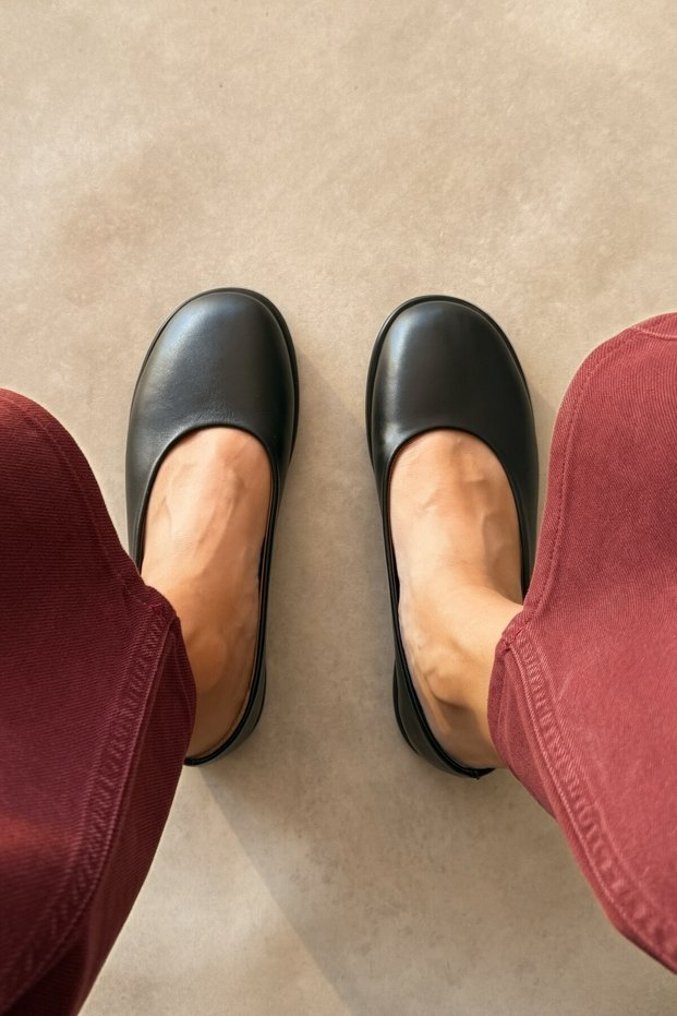 Vera Black Genuine Leather Ballerinas
