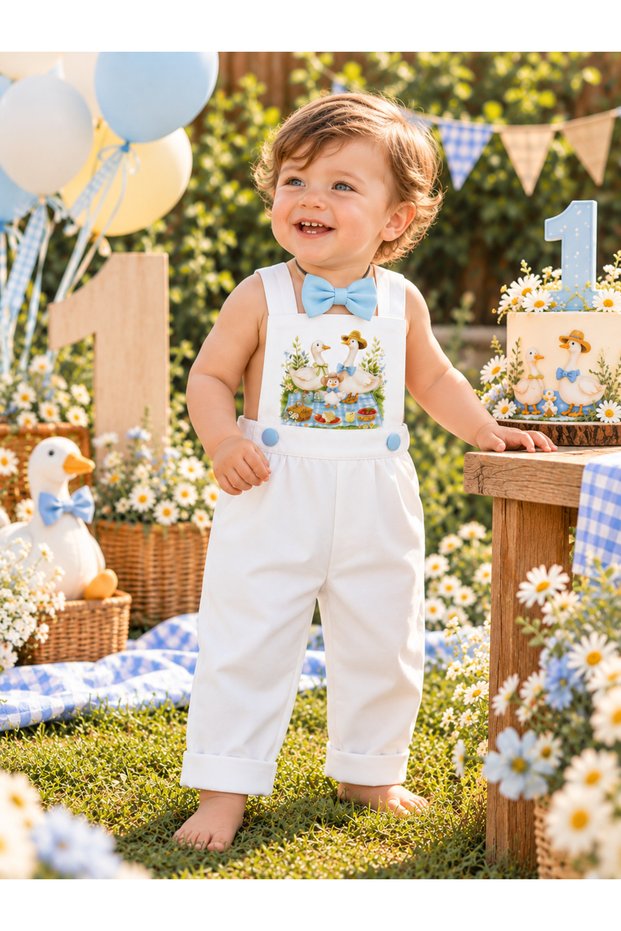 Duck Concept Male Child Pants Overalls Bow Tie Set