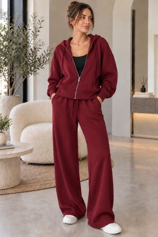 Women's Modal Fabric Stretch Fabric Hooded Tracksuit Set