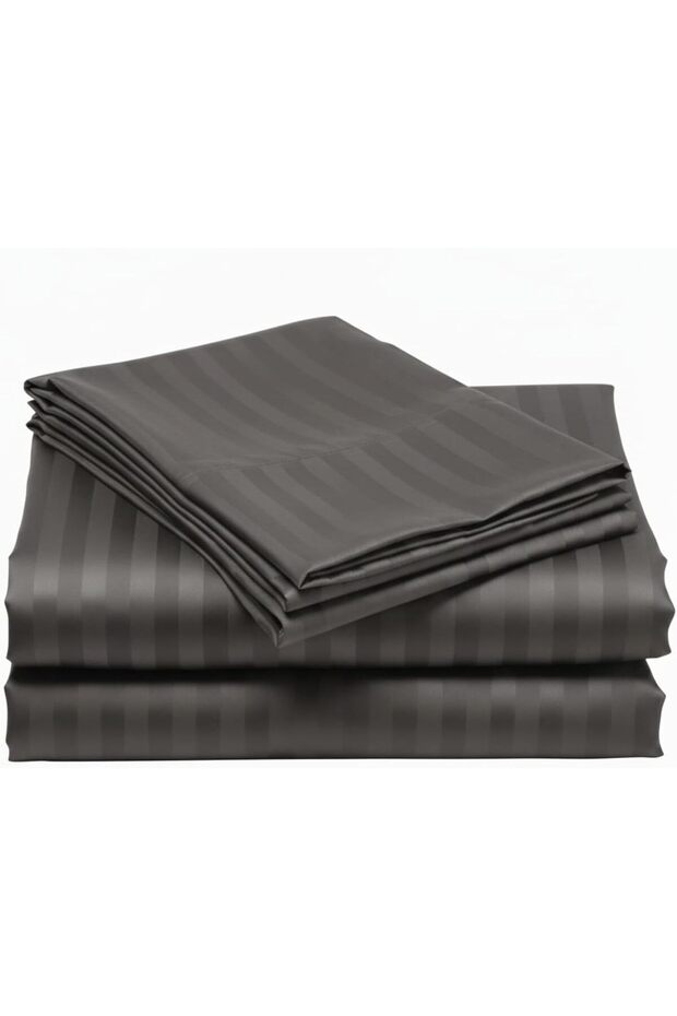 Beddingzone- SINGLE Bed Sheet Set, Soft Luxury for Skin and Hair Care, 160X220cm, Includes 1 Bedsheet and 2 Pillow Covers (Gray, 160x220cm, Stripe Microfiber)