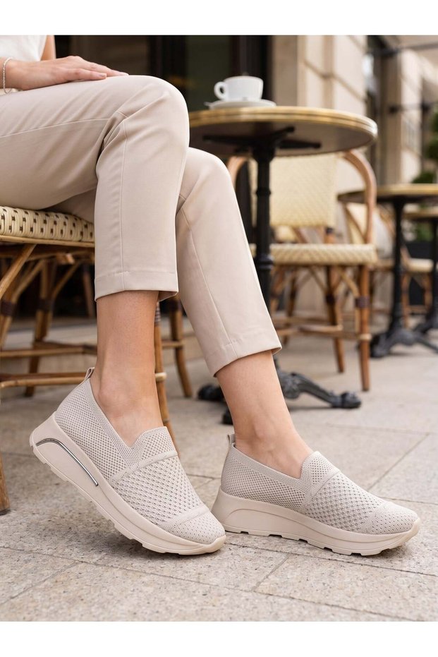 Wiss 250 Cream Knitted Knitwear Women's Shoes