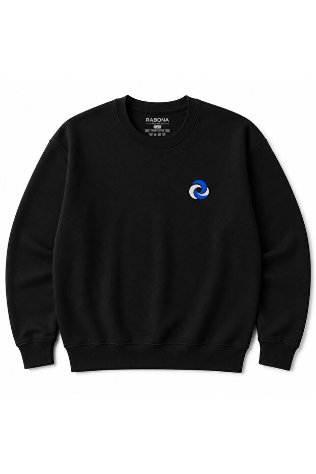 Abstract Geo Pivot Symbol Left Chest Print Crew Neck Sweatshirt