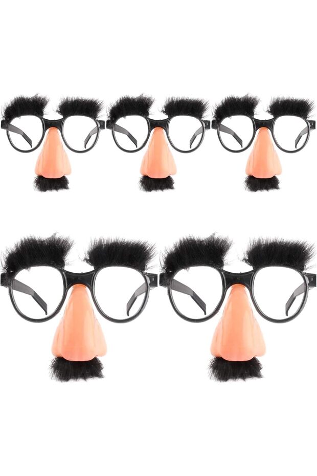 5 Pcs Funny Glasses with Big Nose Eyebrows and Mustache, Disguise Glasses, Perfect Party Favors, Suitable for parties, funny photos