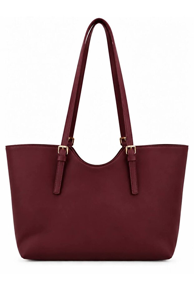 Women's Suede Tote Bag with Belt Detail