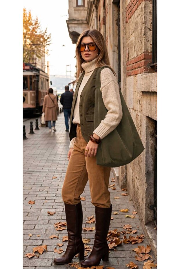 Women's Suede Large Size Casual Shoulder Bag Suitable for Laptop and Books (Width 47 cm Height 63 cm)