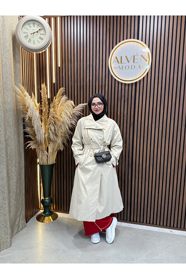 Melia Premium Waterproof Belted Oversize Trench Coat | Beige