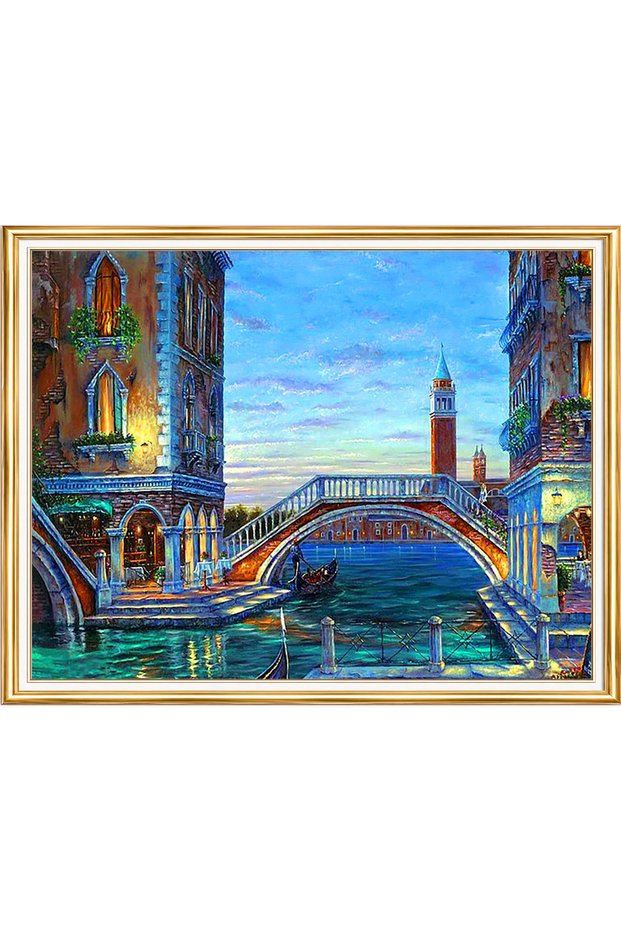 Diamond painting puzzle kit, night venice bridge 40x50 cm mosaic