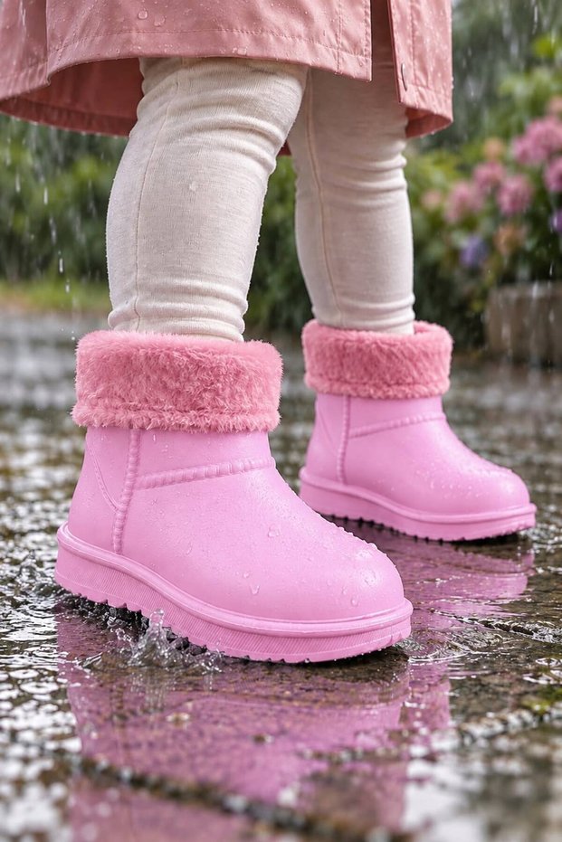 Slr Shoes Waterproof Girls' Eva Rain Snow Boots with Fur Inside