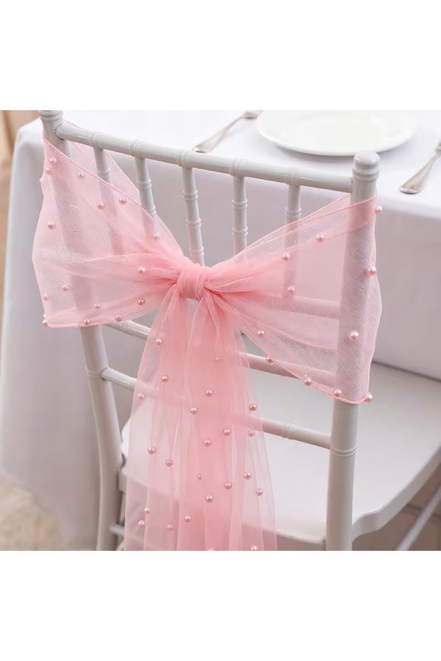 Pearl-Detail Tulle | Door Decoration Tulle | Sandalya Decorative Tulle