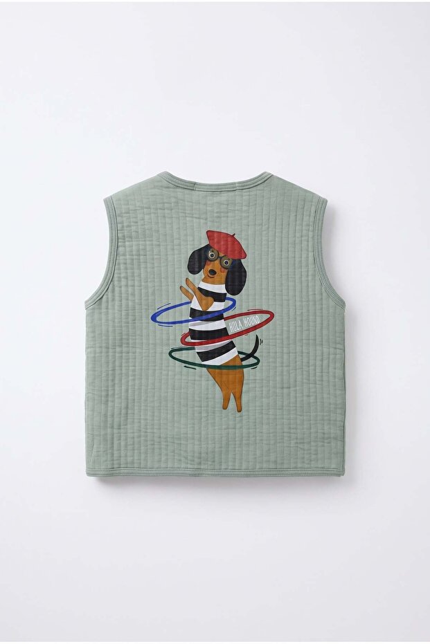 Children's Cotton Dog Printed Mint Vest