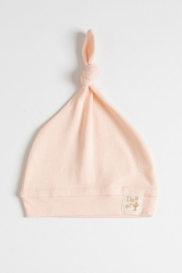 Interlock Desert Cactus Embroidered 0-6 Months Top-Tie Knotted 100% Cotton Baby Beanie Hat