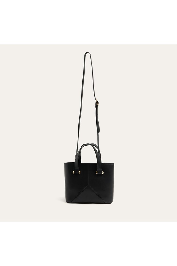 Women's Black Leather Look Shoulder Bag